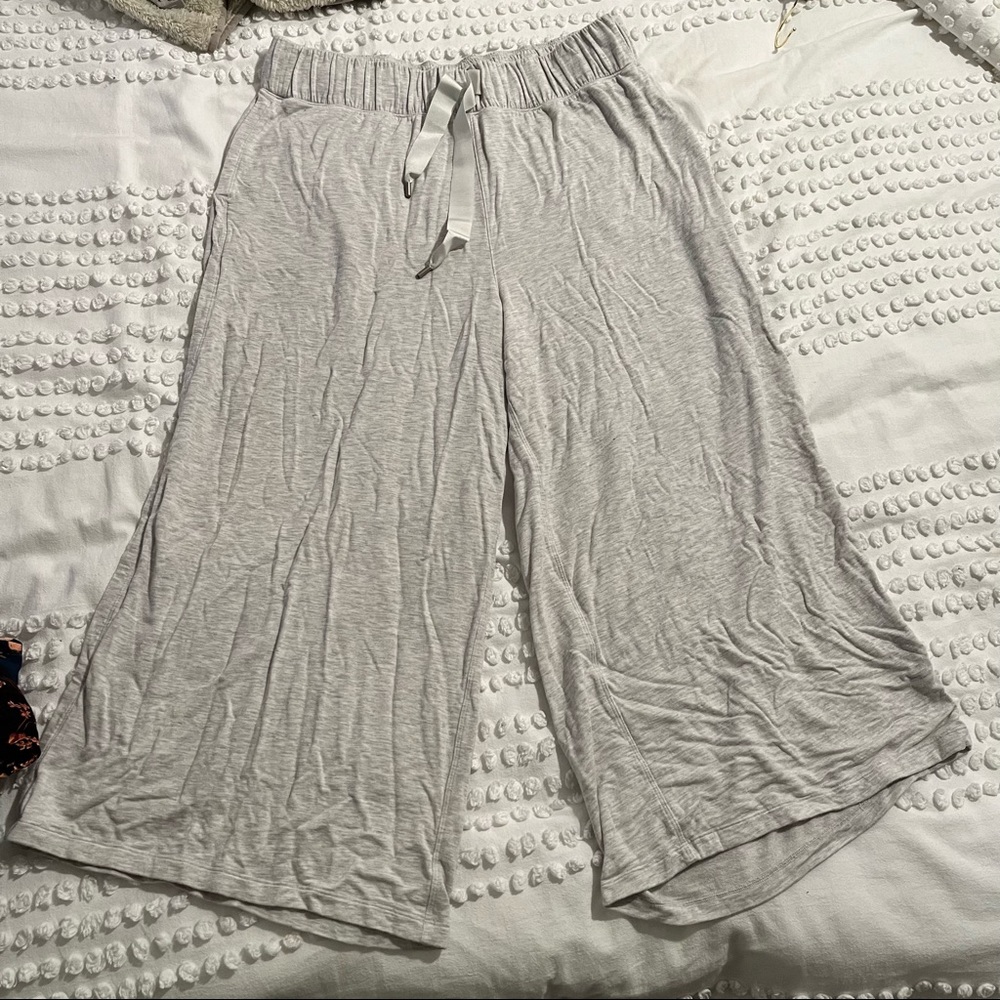 Lululemon size 12 soft gray pajama pants.